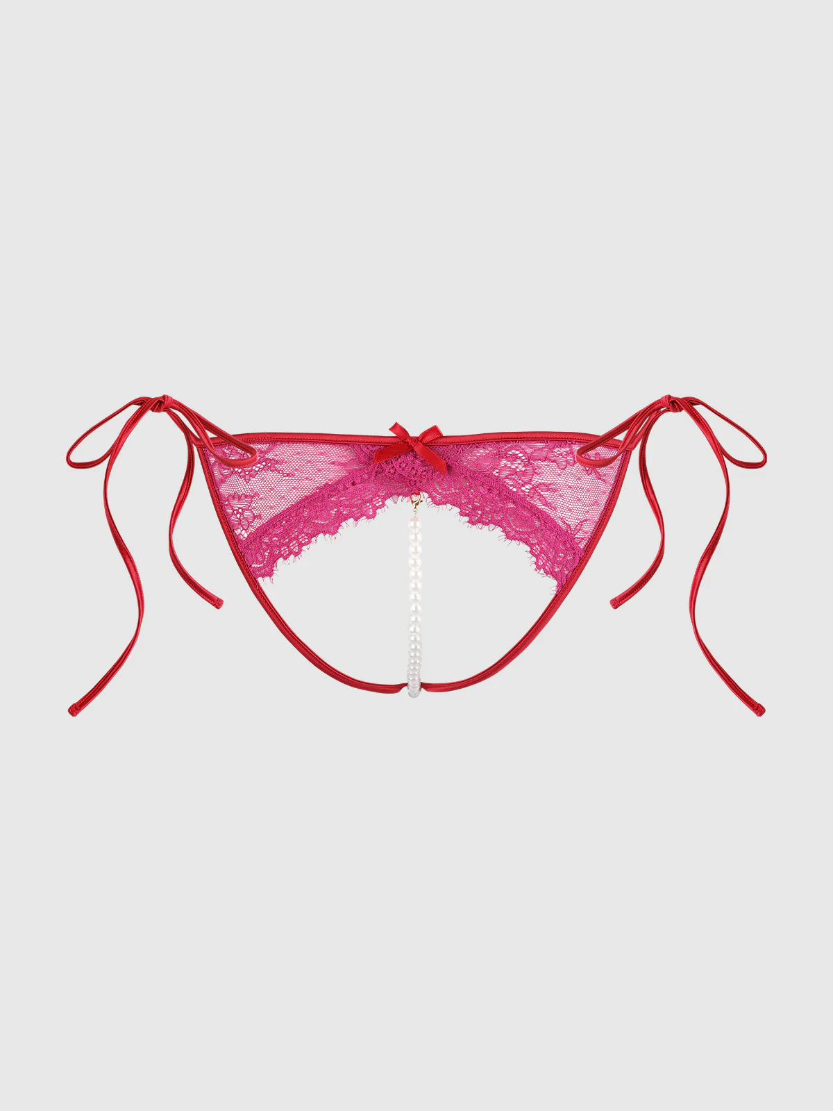 Rosalind Lace Crotchless & Pearl Tie Side Bikini - Image 8