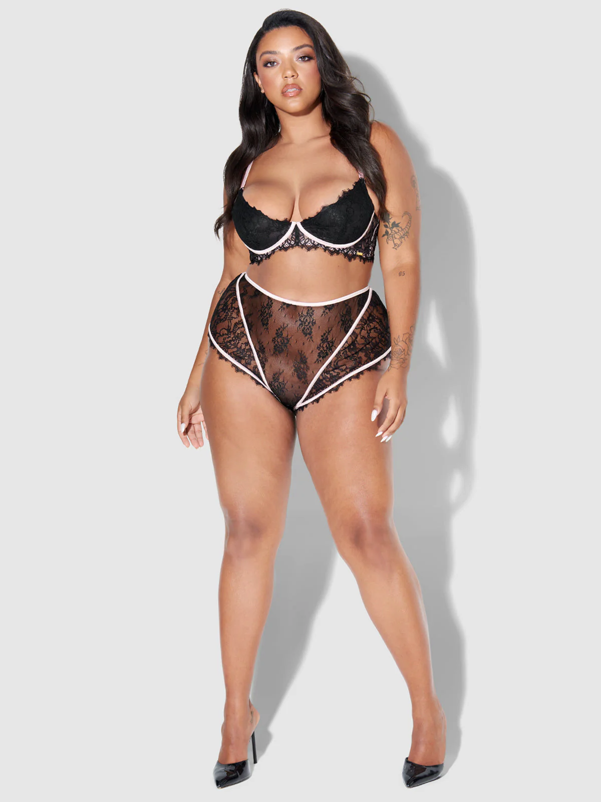 Rosalind Lace Bra With Satin Half Cup - Image 9