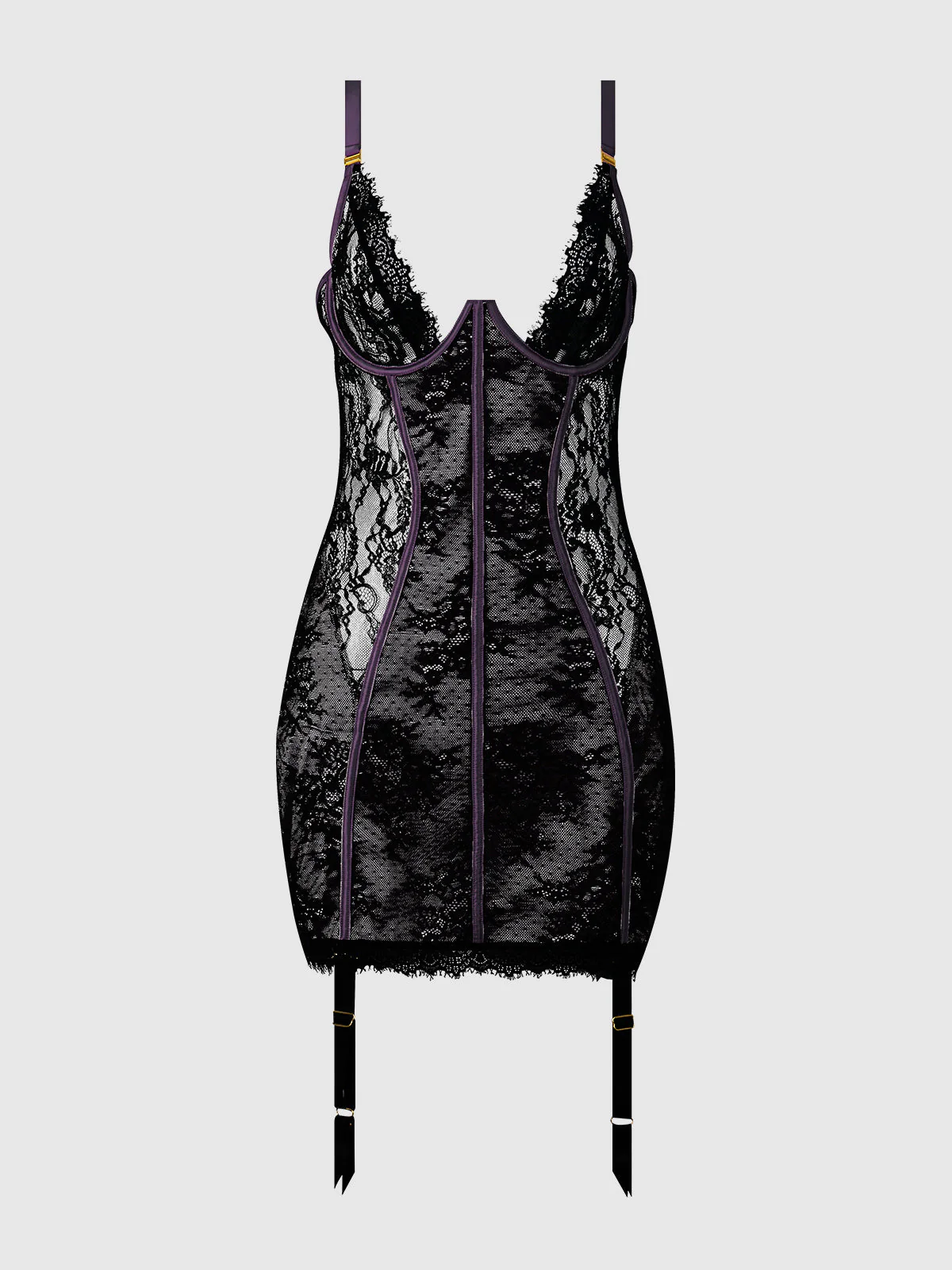 Rosalind Satin & Lace Underwire Chemise - Image 9