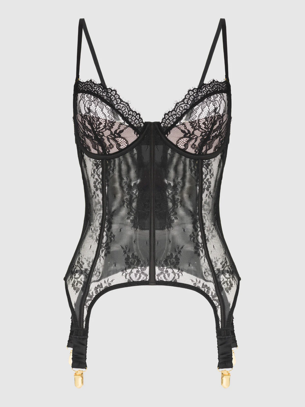 Rosalind Satin & Lace Underwire Lace Cup Corset - Image 10