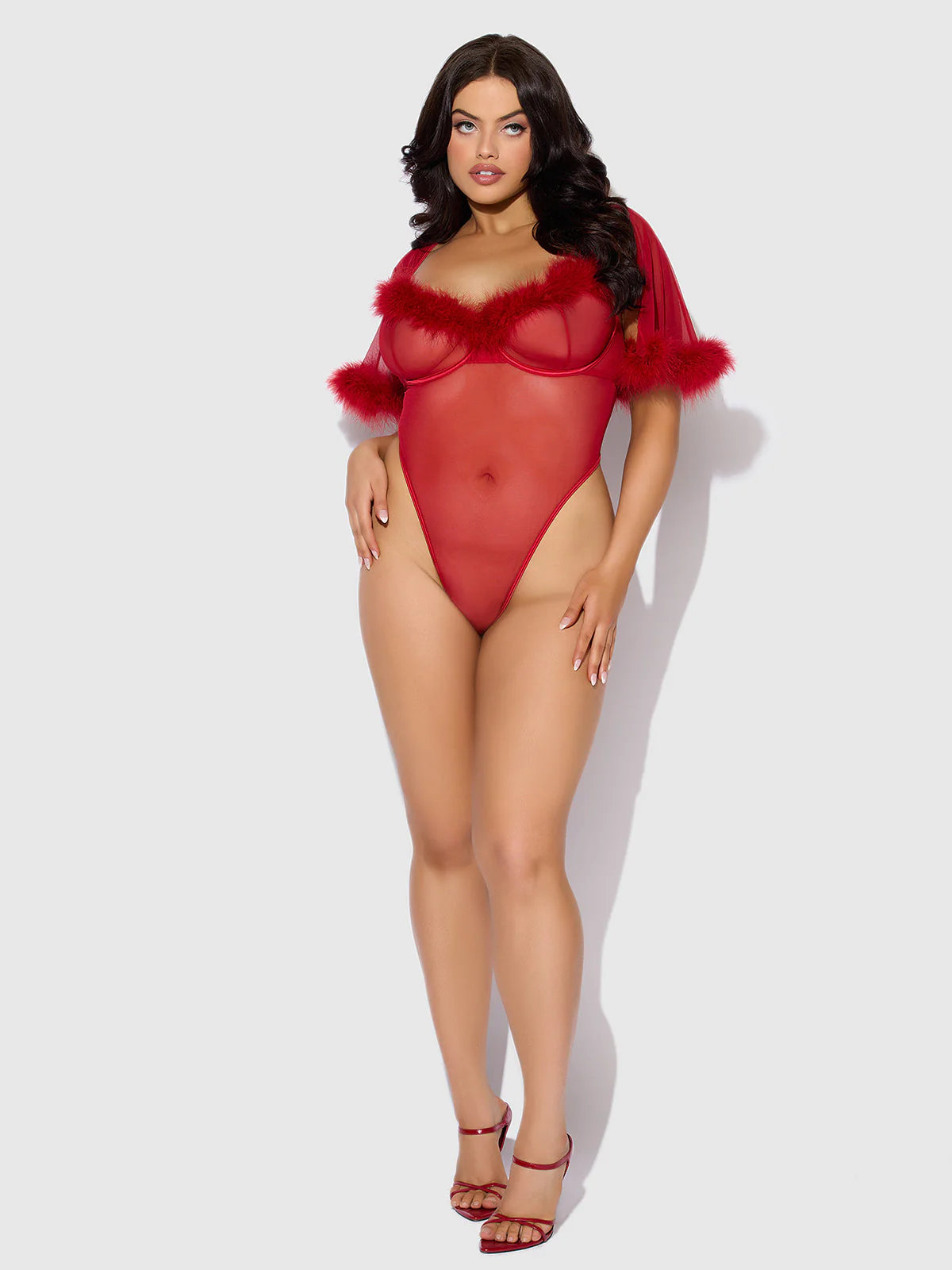 Scarlett Bell Sleeved Marabou Bodysuit - Image 6