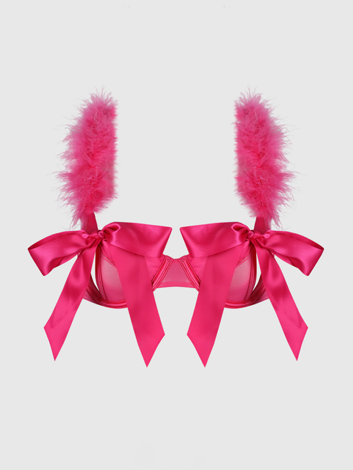 Scarlett Marabou & Mesh Openable Cup Bra - Image 6