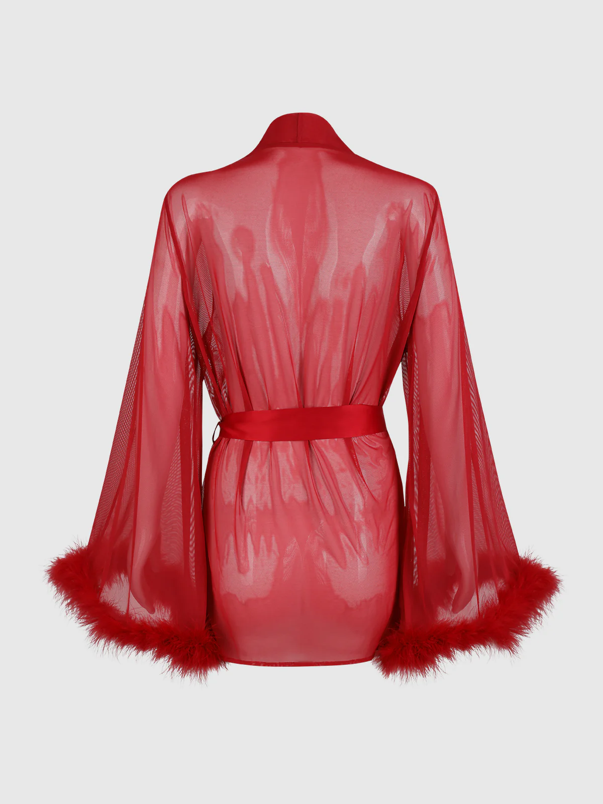 Scarlett Marabou & Mesh Short Robe - Image 6