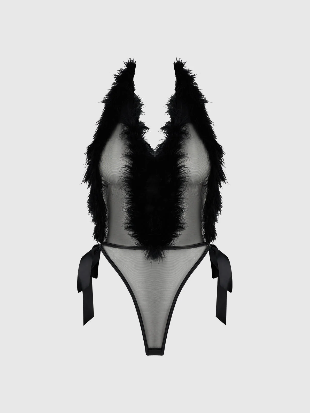Scarlett Plunging Drop Off Marabou Teddy - Image 12