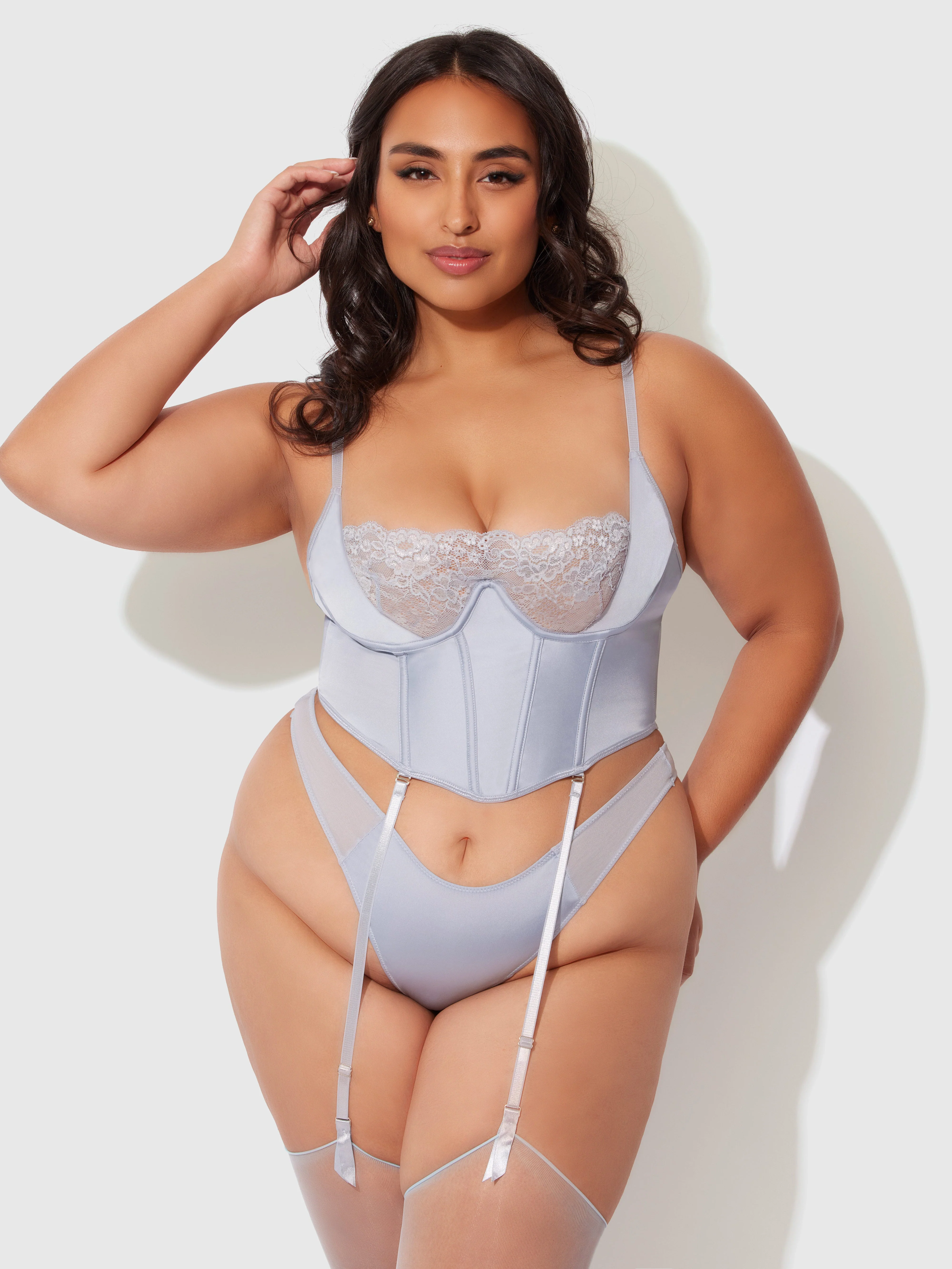Serenity Lace & Satin Underwire Unlined Bustier - Image 5