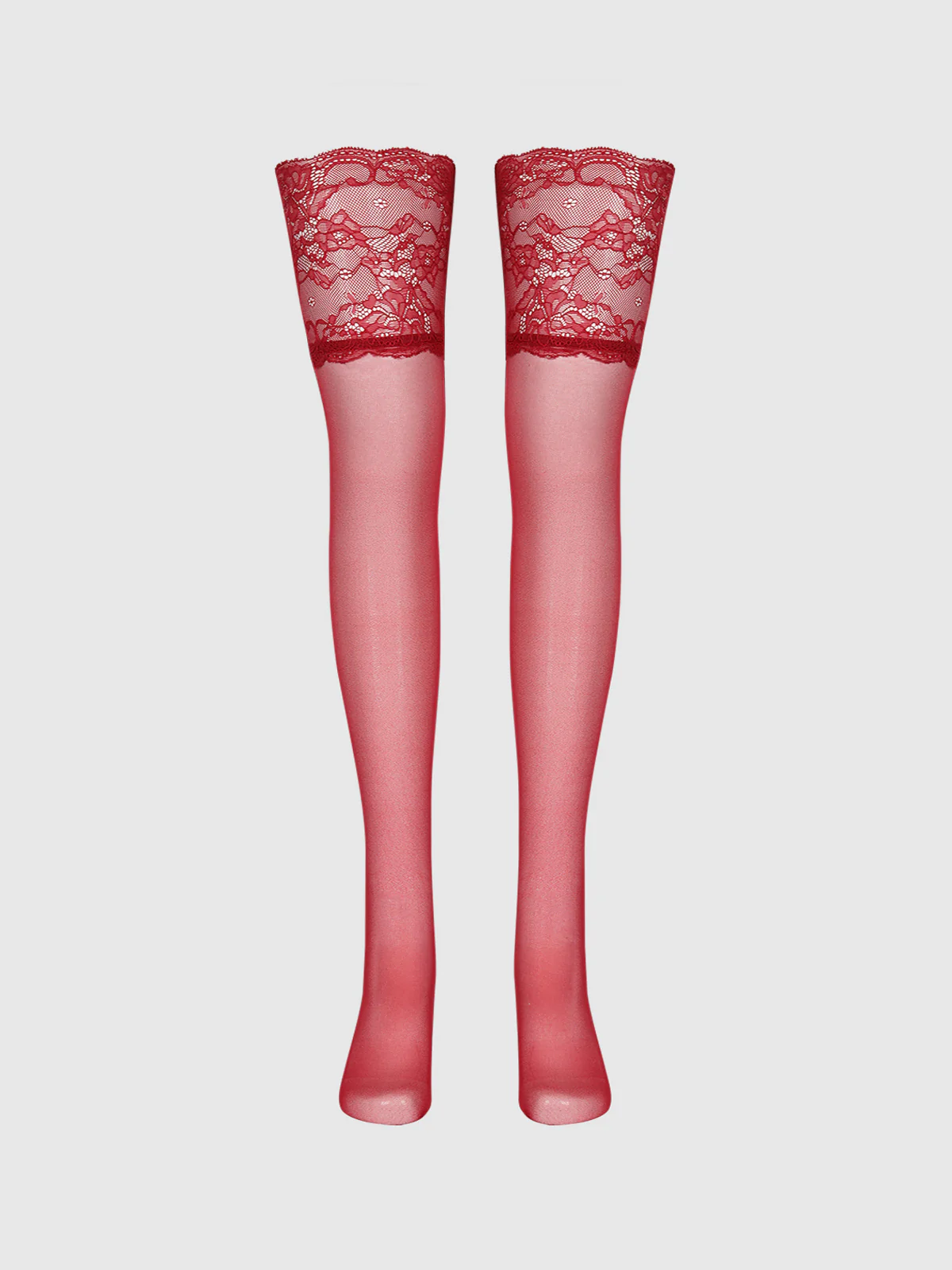 Thigh High Sheer Stayups With Tall Lace Band - Image 5