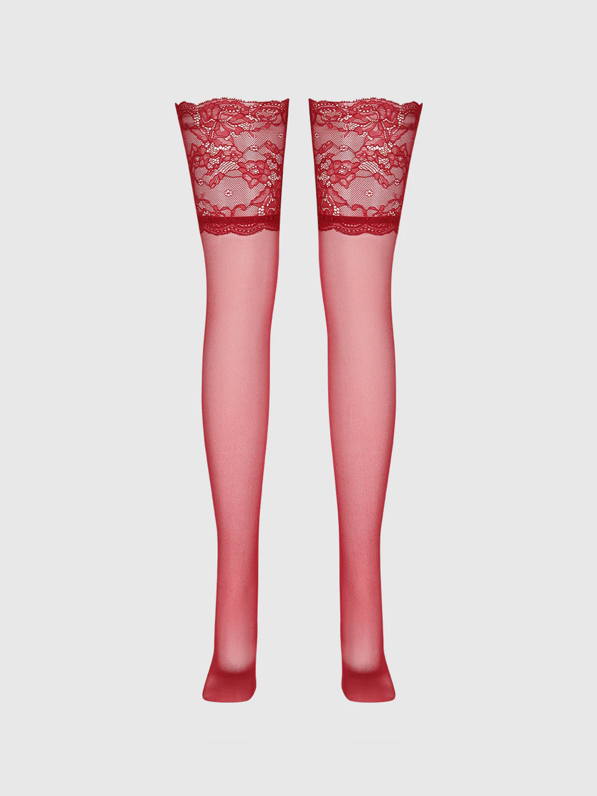 Thigh High Sheer Stayups With Tall Lace Band - Image 6