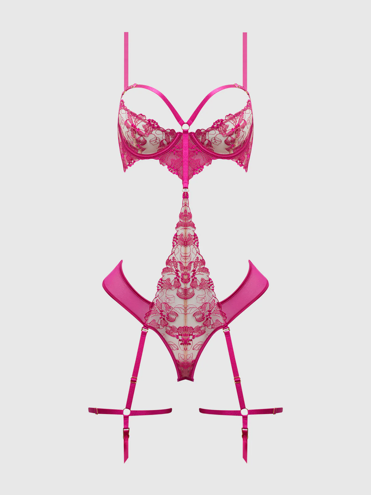 Venus Lace Strappy & Thigh Gartered Teddy - Image 11