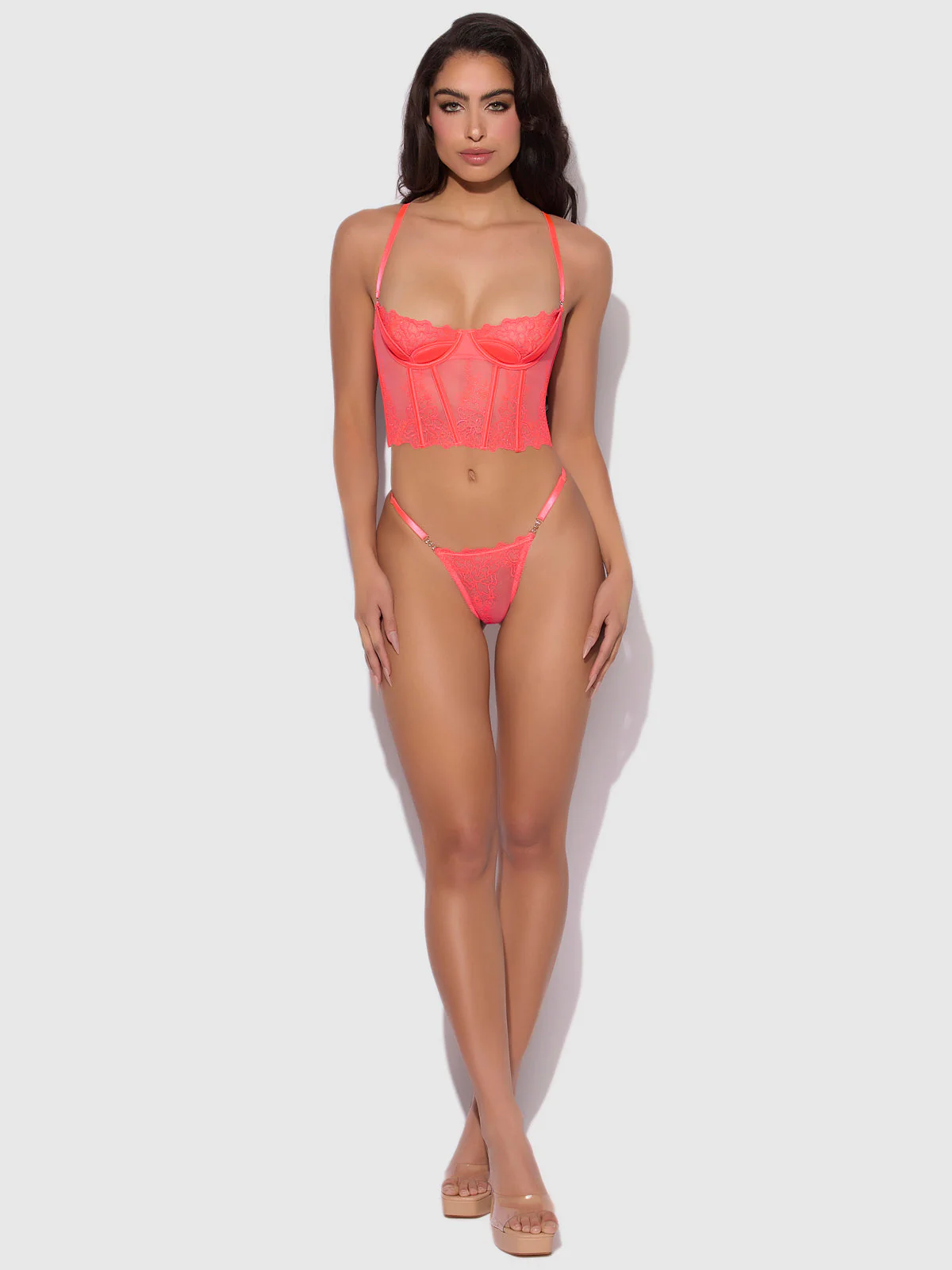 Wren Embroidered Crotchless Thong With Side Sliders - Image 2
