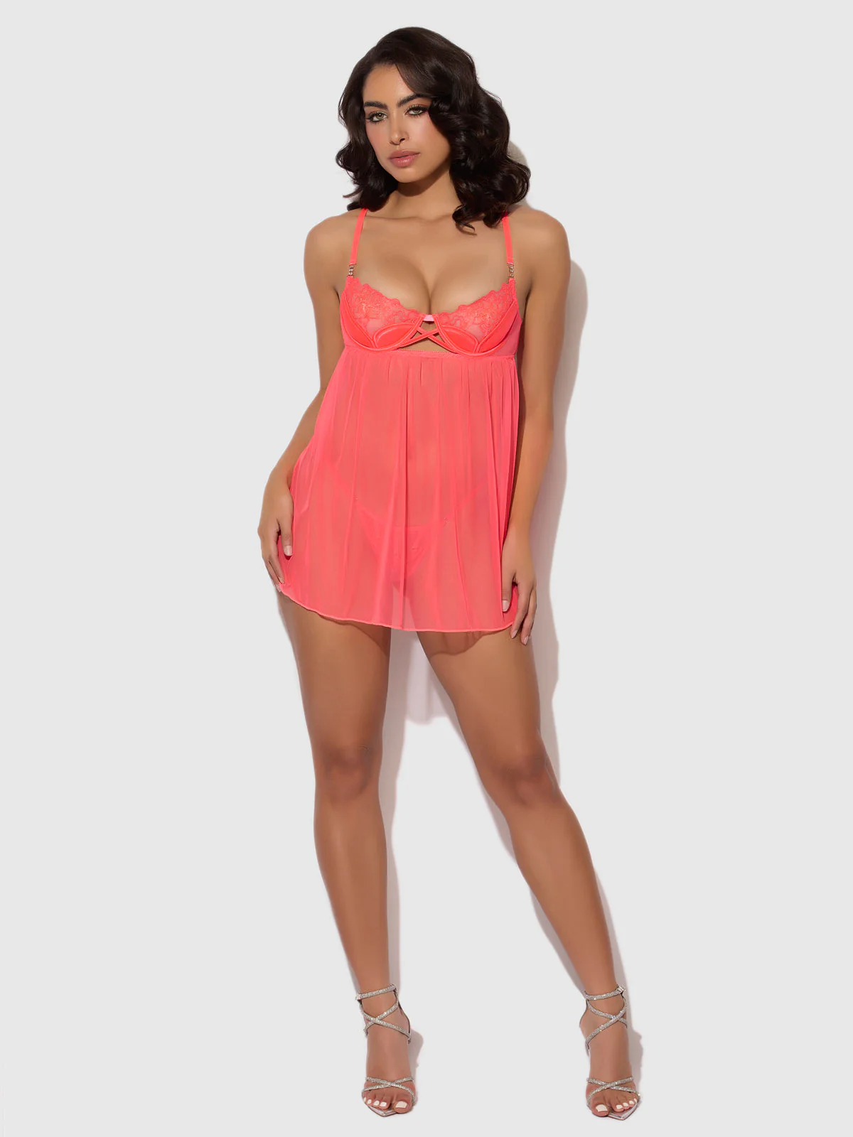 Wren Satin & Embroidered Tulip Demi Babydoll - Image 3