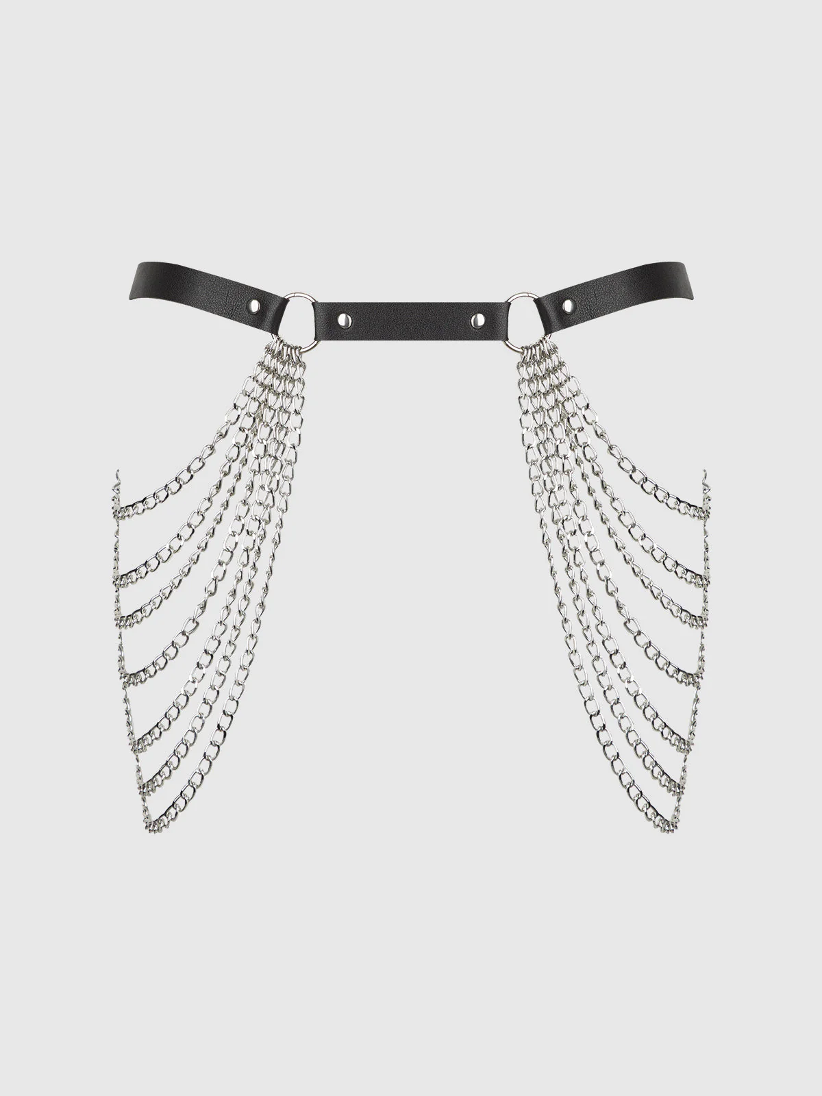 Ziggy Chain & Leather-Like Draped Garter - Image 4