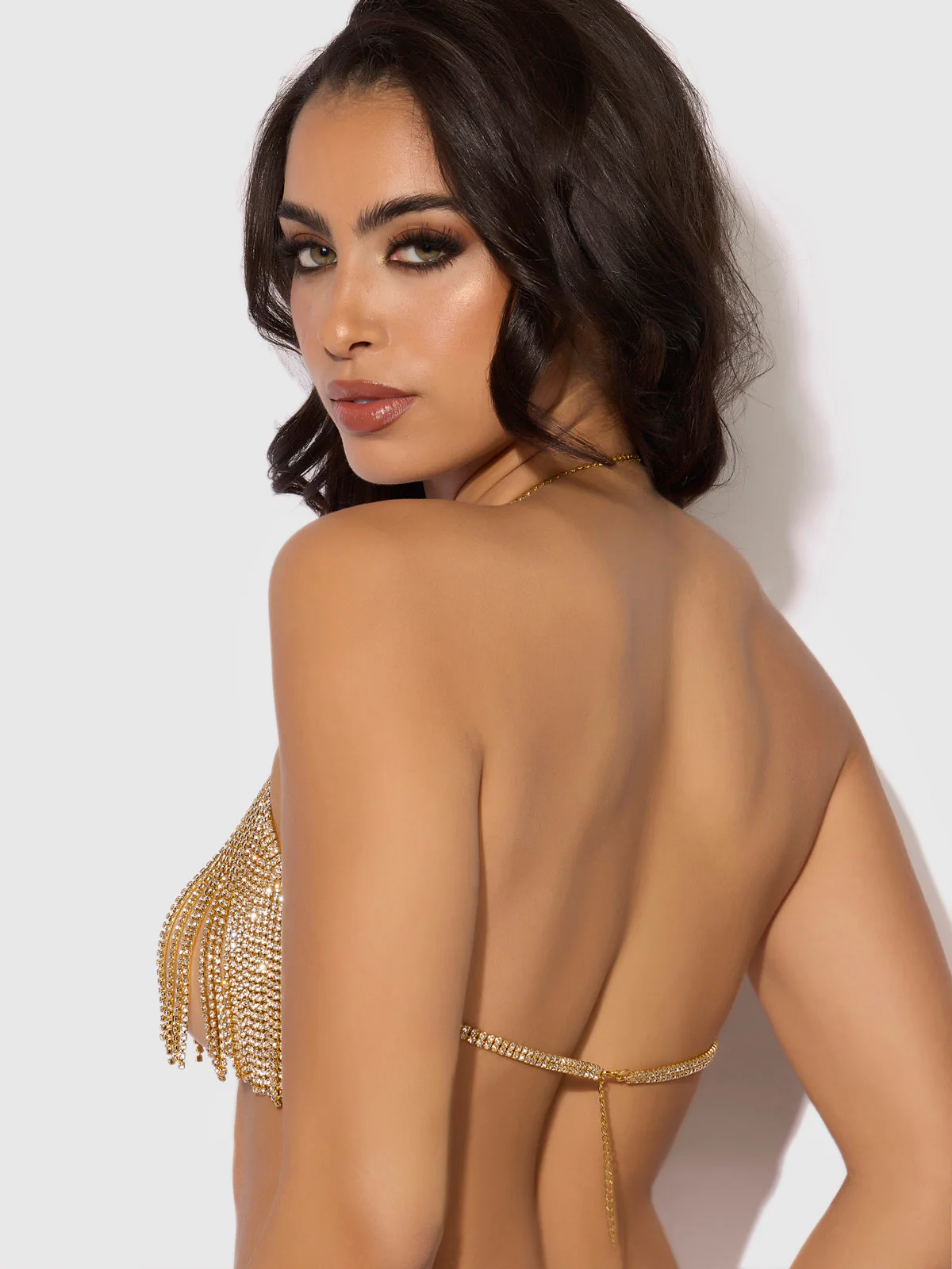 Ziggy Rhinestone Dangle V-Neck Bra - Image 2