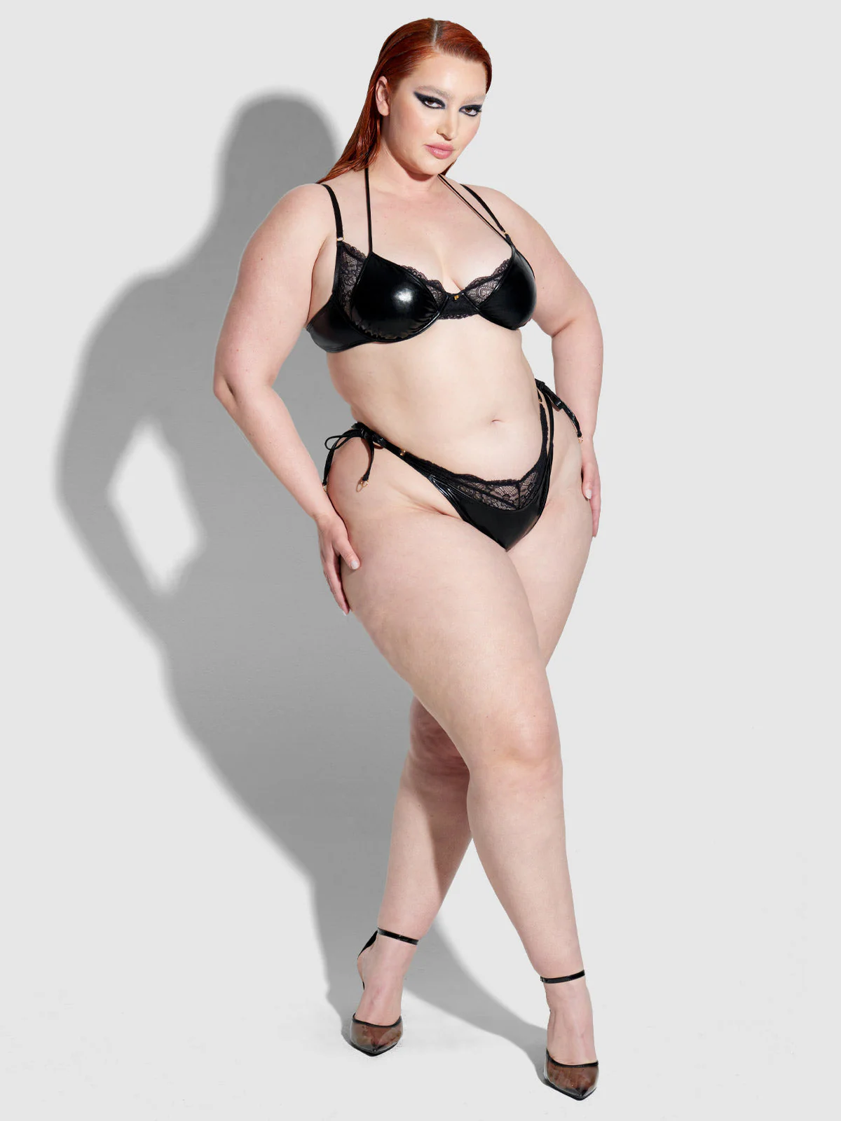 Onyx Leather & Lace Underwire Swim Top - Image 11