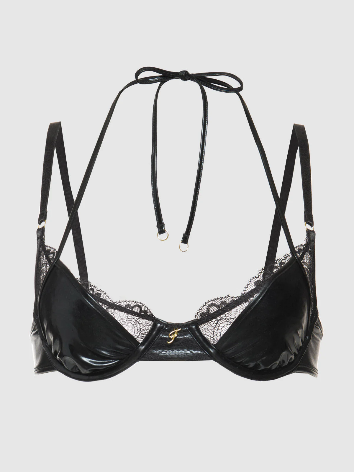Onyx Leather & Lace Underwire Swim Top - Image 12
